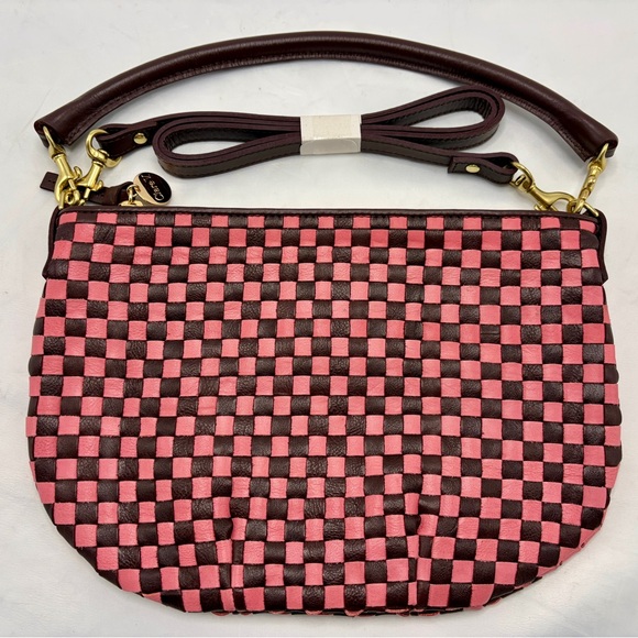 Clare V. Petit Moyen Messenger Bag in Raisin Petal Woven NWT - Picture 3 of 4